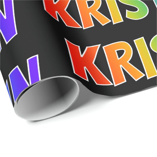 Rainbow Voornaam "KRISTIN"; vun en kleurrijk Cadeaupapier (Rol Hoek)