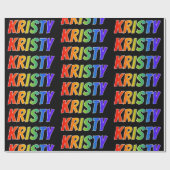 Rainbow Voornaam "KRISTY"; vun en kleurrijk Cadeaupapier (Vlak)