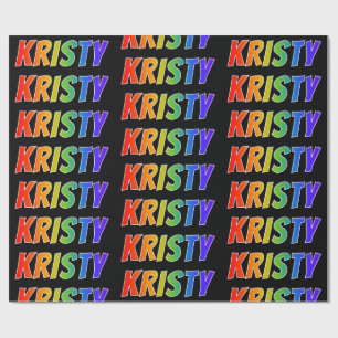 Rainbow Voornaam "KRISTY"; vun en kleurrijk Cadeaupapier