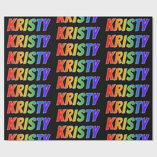 Rainbow Voornaam "KRISTY"; vun en kleurrijk Cadeaupapier (Vlak)