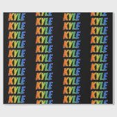 Rainbow Voornaam "KYLE"; vun en kleurrijk Cadeaupapier (Vlak)