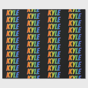 Rainbow Voornaam "KYLE"; vun en kleurrijk Cadeaupapier