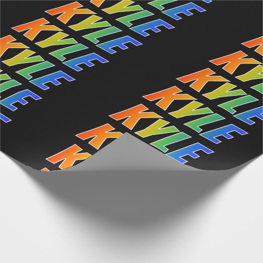 Rainbow Voornaam "KYLE"; vun en kleurrijk Cadeaupapier (Hoek)