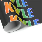 Rainbow Voornaam "KYLE"; vun en kleurrijk Cadeaupapier (Rol Hoek)