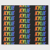 Rainbow Voornaam "KYLIE"; vun en kleurrijk Cadeaupapier (Vlak)