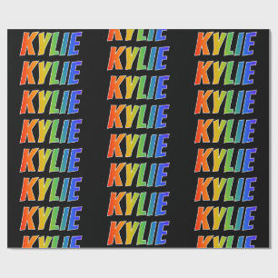 Rainbow Voornaam "KYLIE"; vun en kleurrijk Cadeaupapier