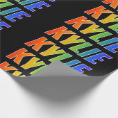 Rainbow Voornaam "KYLIE"; vun en kleurrijk Cadeaupapier (Hoek)