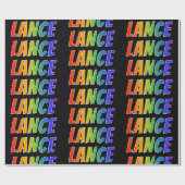 Rainbow Voornaam "LANCE"; vun & kleurrijk Cadeaupapier (Vlak)