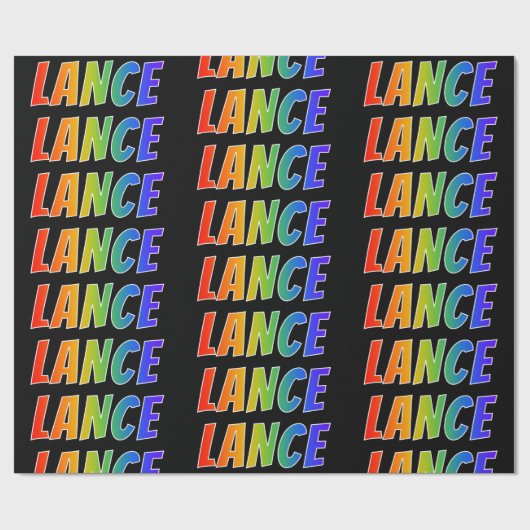 Rainbow Voornaam "LANCE"; vun & kleurrijk Cadeaupapier (Vlak)