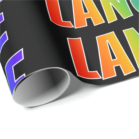 Rainbow Voornaam "LANCE"; vun & kleurrijk Cadeaupapier (Rol Hoek)