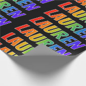 Rainbow Voornaam "LAUREN"; vun en kleurrijk Cadeaupapier (Hoek)
