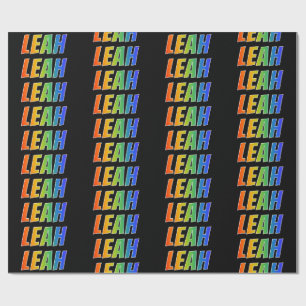 Rainbow Voornaam "LEAH"; vun en kleurrijk Cadeaupapier