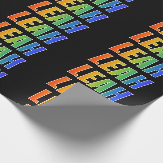 Rainbow Voornaam "LEAH"; vun en kleurrijk Cadeaupapier (Hoek)