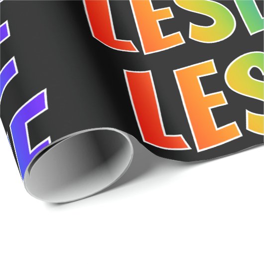 Rainbow Voornaam "LESLIE"; vun en kleurrijk Cadeaupapier (Rol Hoek)