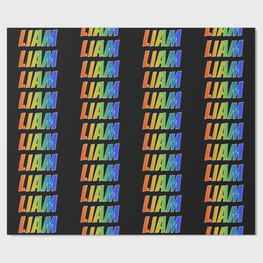 Rainbow Voornaam "LIAM"; vun & kleurrijk Cadeaupapier (Vlak)