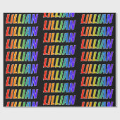 Rainbow Voornaam "LILLIAN"; vun en kleurrijk Cadeaupapier (Vlak)