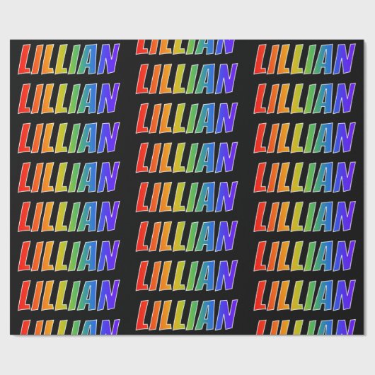 Rainbow Voornaam "LILLIAN"; vun en kleurrijk Cadeaupapier (Vlak)