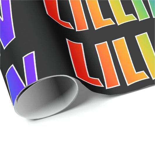 Rainbow Voornaam "LILLIAN"; vun en kleurrijk Cadeaupapier (Rol Hoek)