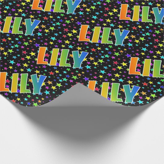 Rainbow Voornaam "LILY" + sterren Cadeaupapier (Hoek)