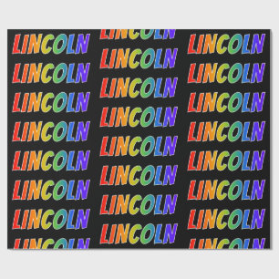Rainbow Voornaam "LINCOLN"; vun en kleurrijk Cadeaupapier