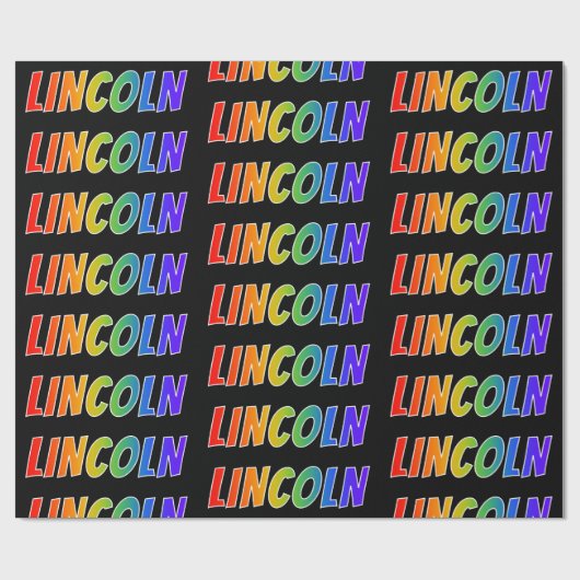 Rainbow Voornaam "LINCOLN"; vun en kleurrijk Cadeaupapier (Vlak)