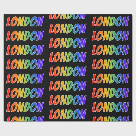 Rainbow Voornaam "LONDON"; vun en kleurrijk Cadeaupapier (Vlak)