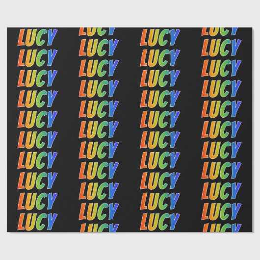 Rainbow Voornaam "LUCY"; vun & kleurrijk Cadeaupapier (Vlak)