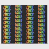 Rainbow Voornaam "LUKE"; vun & kleurrijk Cadeaupapier (Vlak)