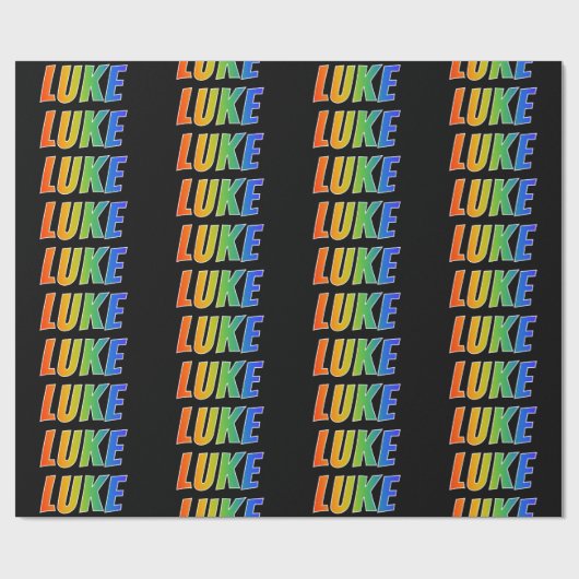 Rainbow Voornaam "LUKE"; vun & kleurrijk Cadeaupapier (Vlak)