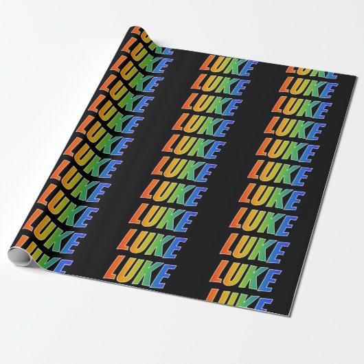 Rainbow Voornaam "LUKE"; vun & kleurrijk Cadeaupapier (Uitgerold)