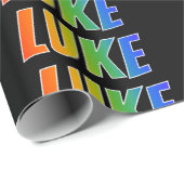Rainbow Voornaam "LUKE"; vun & kleurrijk Cadeaupapier (Rol Hoek)