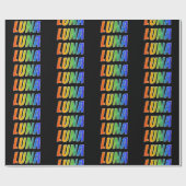Rainbow Voornaam "LUNA"; vun en kleurrijk Cadeaupapier (Vlak)