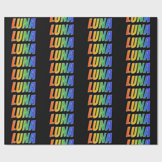 Rainbow Voornaam "LUNA"; vun en kleurrijk Cadeaupapier (Vlak)