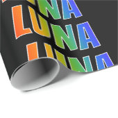Rainbow Voornaam "LUNA"; vun en kleurrijk Cadeaupapier (Rol Hoek)