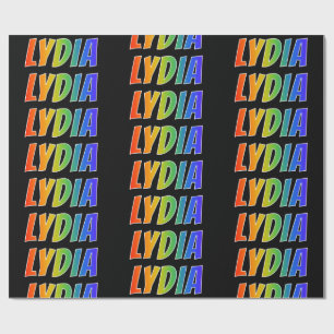 Rainbow Voornaam "LYDIA"; vun en kleurrijk Cadeaupapier