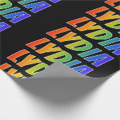 Rainbow Voornaam "LYDIA"; vun en kleurrijk Cadeaupapier (Hoek)