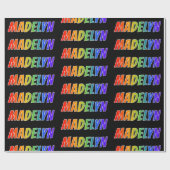 Rainbow Voornaam "MADELYN"; vun en kleurrijk Cadeaupapier (Vlak)