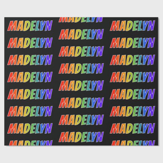 Rainbow Voornaam "MADELYN"; vun en kleurrijk Cadeaupapier (Vlak)