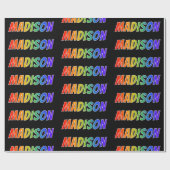 Rainbow Voornaam "MADISON"; vun & kleurrijk Cadeaupapier (Vlak)