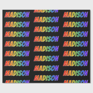 Rainbow Voornaam "MADISON"; vun & kleurrijk Cadeaupapier