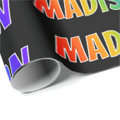 Rainbow Voornaam "MADISON"; vun & kleurrijk Cadeaupapier (Rol Hoek)