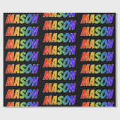 Rainbow Voornaam "MASON"; vun & kleurrijk Cadeaupapier (Vlak)