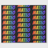 Rainbow Voornaam "MATEO"; vun & kleurrijk Cadeaupapier (Vlak)
