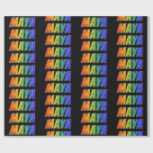 Rainbow Voornaam "MAYA"; vun & kleurrijk Cadeaupapier (Vlak)