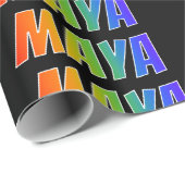 Rainbow Voornaam "MAYA"; vun & kleurrijk Cadeaupapier (Rol Hoek)