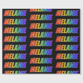 Rainbow Voornaam "MELANIE"; vun & kleurrijk Cadeaupapier (Vlak)