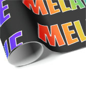 Rainbow Voornaam "MELANIE"; vun & kleurrijk Cadeaupapier (Rol Hoek)