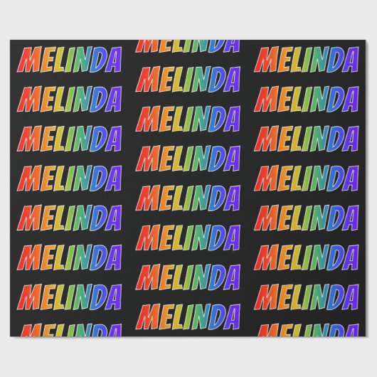 Rainbow Voornaam "MELINDA"; vun & kleurrijk Cadeaupapier (Vlak)