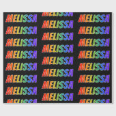 Rainbow Voornaam "MELISSA"; vun en kleurrijk Cadeaupapier (Vlak)