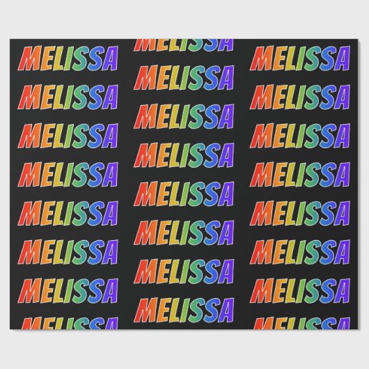 Rainbow Voornaam "MELISSA"; vun en kleurrijk Cadeaupapier (Vlak)